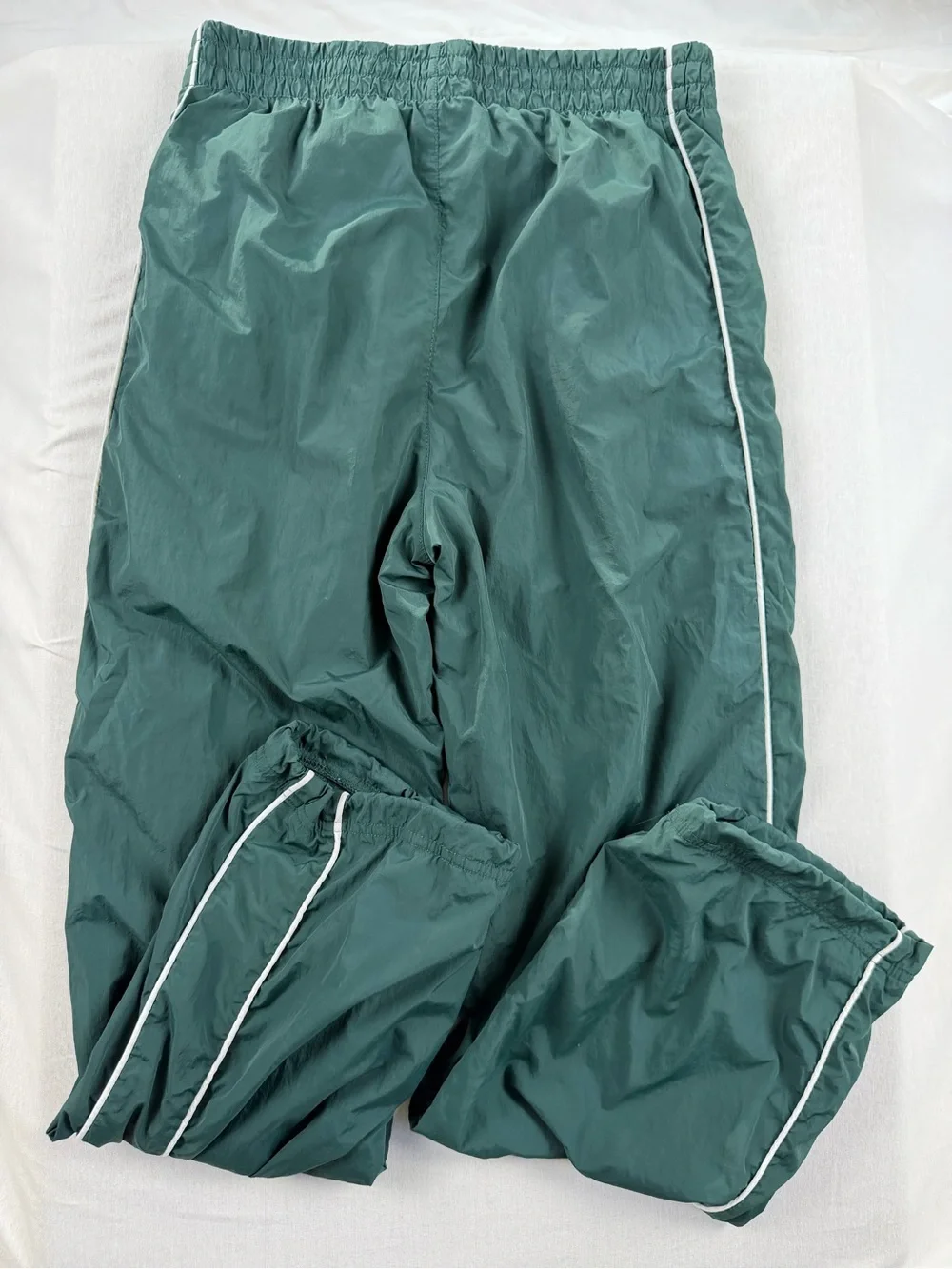 Hollister Green Nylon Windbreaker Track Pants Y2K Piping Parachute XS